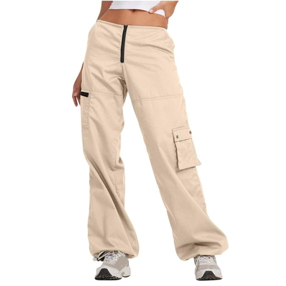Patlollav Womens Workwear Pants Multiple Pockets Wide Leg Pants Straight Leg Pants