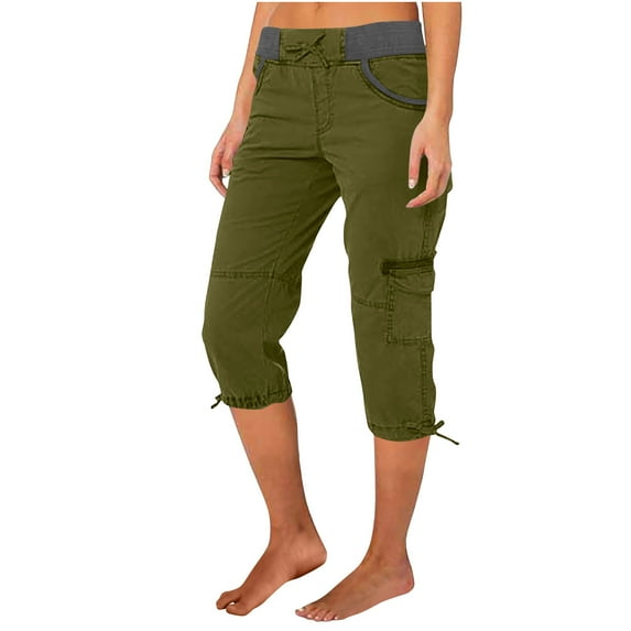 Patlollav Work Pants for Womens Casual High Waist Cargo Pants A-Line Loose Wide Leg Pocket Quick Drying Pants