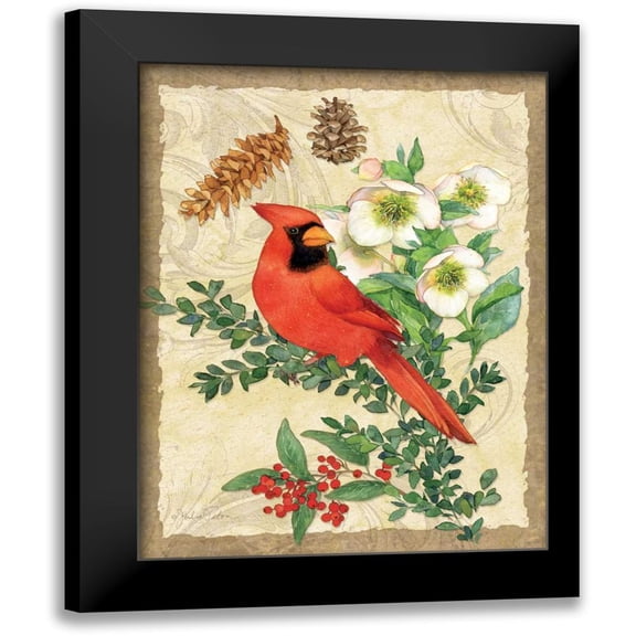 Paton, Julie 12x14 Black Modern Framed Museum Art Print Titled - Holiday Cardinal