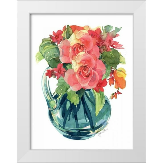 Paton, Julie 15x18 White Modern Wood Framed Museum Art Print Titled - Bright Rose Bouquet II