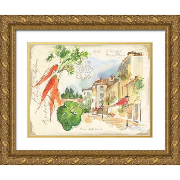 Paton, Julie 24x19 Gold Ornate Wood Framed with Double Matting Museum Art Print Titled - Piazzette Carrots