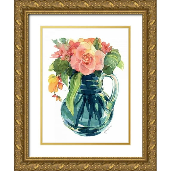 Paton, Julie 25x32 Gold Ornate Wood Framed with Double Matting Museum Art Print Titled - Rose Bouquet I