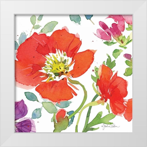 Paton, Julie 26x26 White Modern Wood Framed Museum Art Print Titled - Red Poppies III