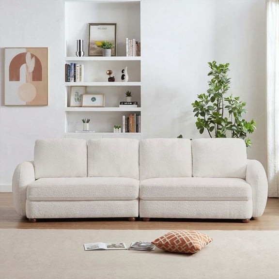 Modern Boucle Fabric 114.5'' Sofa with Solid Wood Frame for Universal Spaces