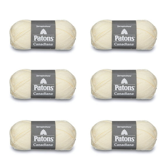 Patons Canadiana Aran Yarn - 6 Pack of 3.5oz/100g - Acrylic - 4 Medium - 205 Yards - Knitting/Crochet