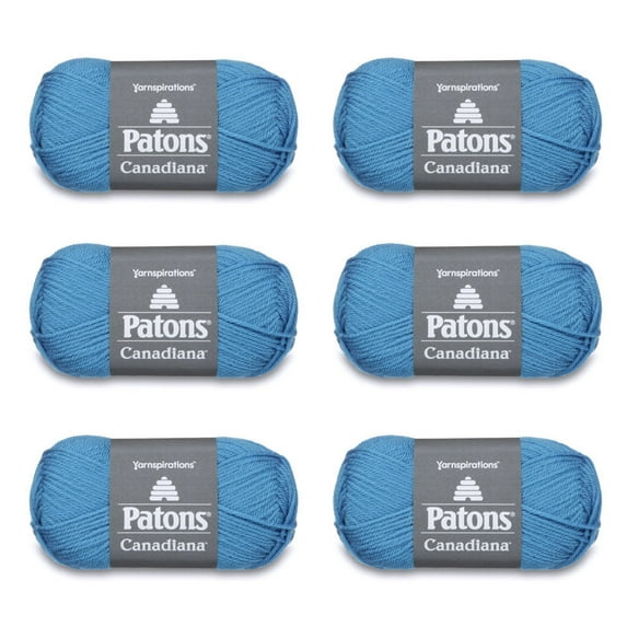 Patons Canadiana Clearwater Blue Yarn - 6 Pack of 3.5oz/100g - Acrylic - 4 Medium - 205 Yards - Knitting/Crochet