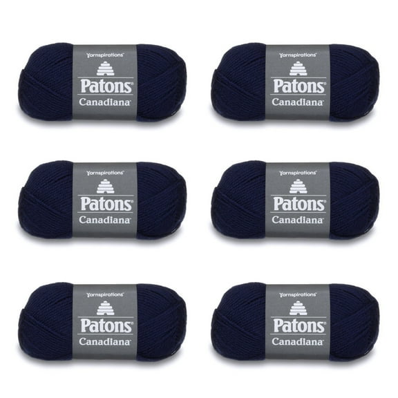 Patons Canadiana Navy Yarn - 6 Pack of 3.5oz/100g - Acrylic - 4 Medium - 205 Yards - Knitting/Crochet