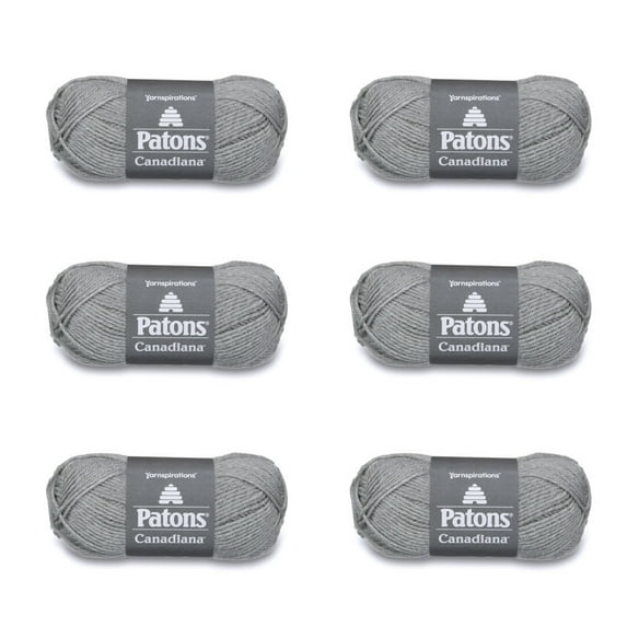 Patons Canadiana Pale Gray Mix Yarn - 6 Pack of 3.5oz/100g - Acrylic - 4 Medium - 205 Yards - Knitting/Crochet