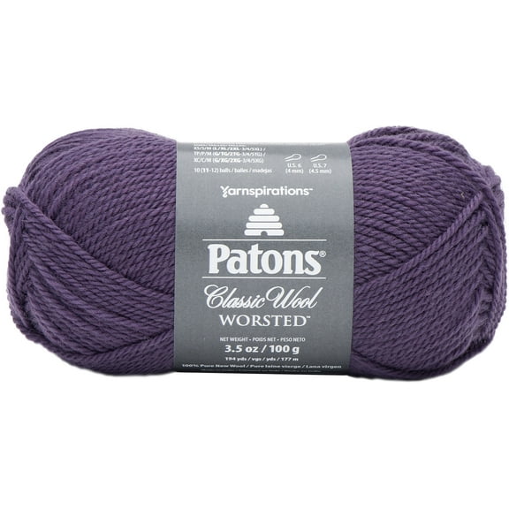 Patons Classic Wool Gray Plum Yarn - 5 Pack of 3.5oz/100g - Wool - 4 Medium - 210 Yards - Knitting/Crochet