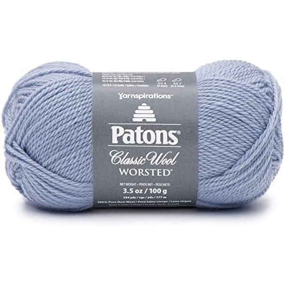 Patons Classic Wool Yarn, Blue Fog, 194 Yards,3.5 oz