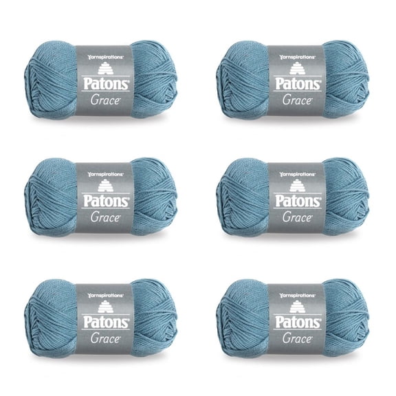Patons Grace Citadel Yarn - 6 Pack of 1.75oz/50g - Cotton - 3 DK - 136 Yards - Knitting/Crochet
