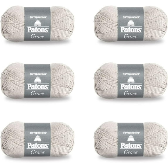 Patons Grace Clay Yarn - 6 Pack of 1.75oz/50g - Cotton - 3 DK - 136 Yards - Knitting/Crochet