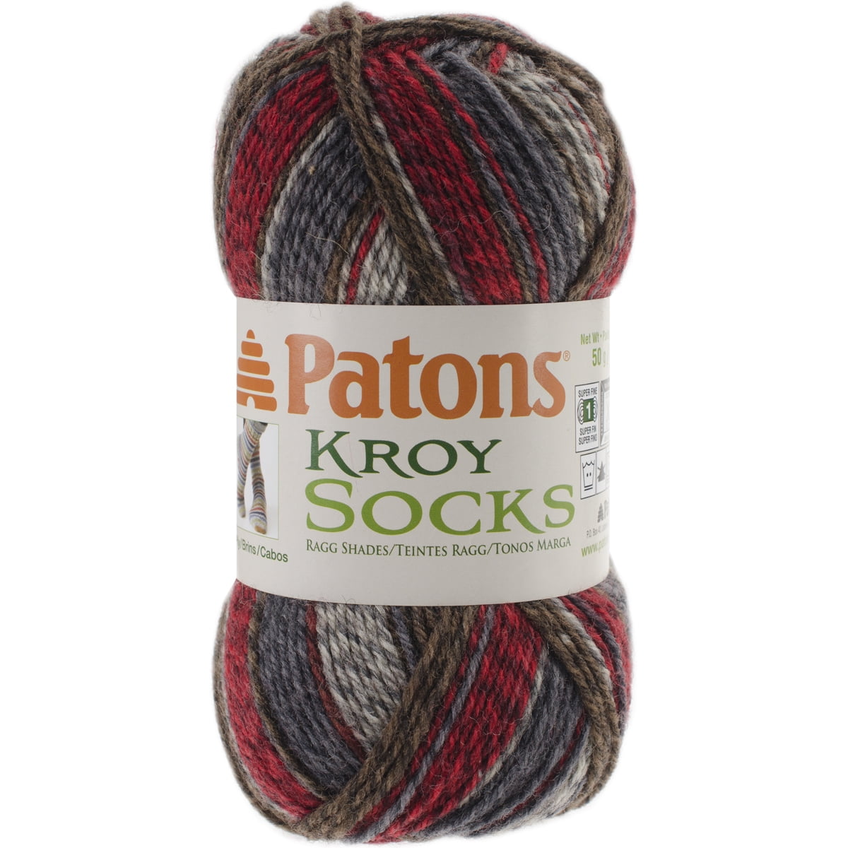 Patons Kroy Socks YarnGrey Brown Marl, 1 Pack of 6 Piece