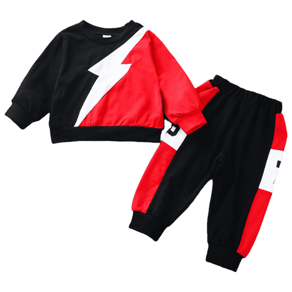 Patpat 2-piece Baby / Toddler Colorblock Long-sleeve Top and Striped Pants Set