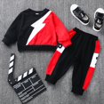 thumbnail image 1 of Patpat 2-piece Baby / Toddler Colorblock Long-sleeve Top and Striped Pants Set, 1 of 3