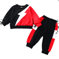 thumbnail image 1 of Patpat 2-piece Baby / Toddler Colorblock Long-sleeve Top and Striped Pants Set, 1 of 9