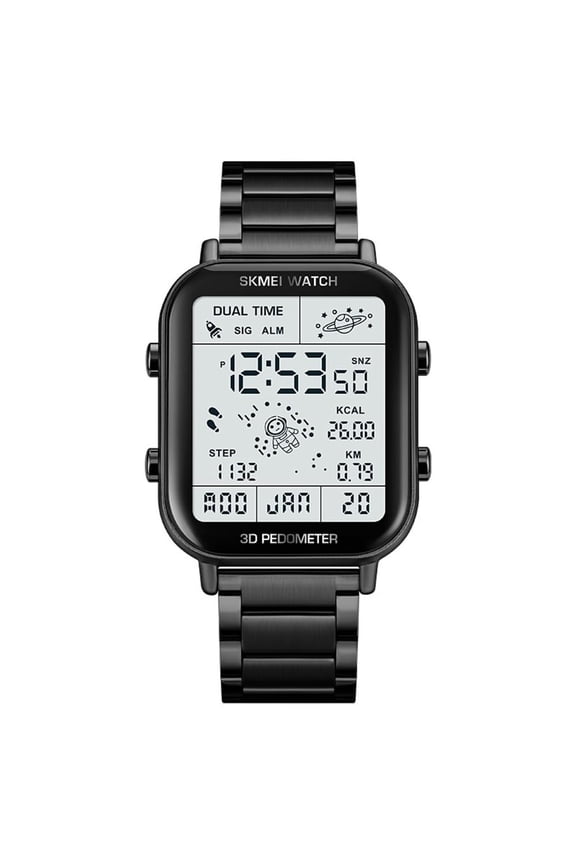 Men's Digital Sports Watch with LED Display, Multifunction Stopwatch, Pedometer, Calorie Tracker, Calendar, Water Resistant Quartz Casual Wristwatch