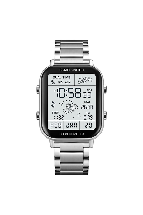 Men's Digital Sports Watch with LED Display, Multifunction Stopwatch, Pedometer, Calorie Tracker, Calendar, Water Resistant Quartz Casual Wristwatch