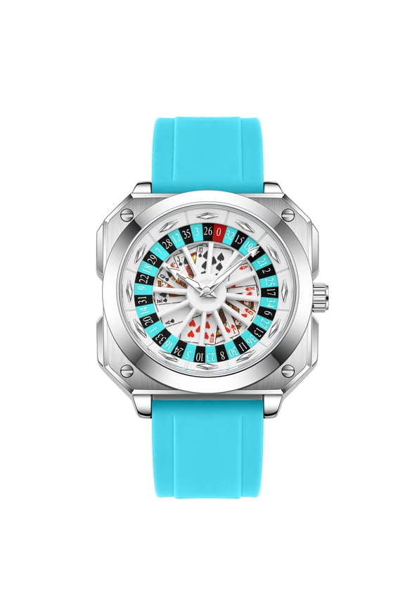 Men's Quartz Watch, Rotating Lucky Wheel Dial, Card-Inspired Design, Luminous Display, Water Resistant Fashion Casual Wristwatch