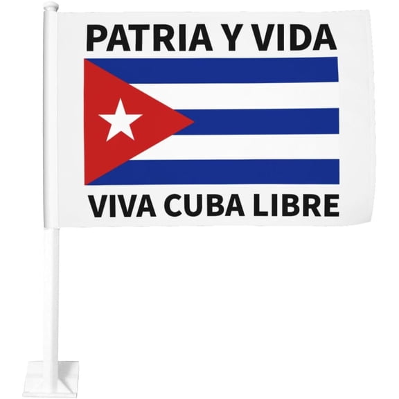 Patria Y Vida Viva Cuba Libre Cuban Car Flag 12x18 In Flags Double Sided Window Clip Fade Proof Window Clip Waterproof Car Window Flags (Without Flagpole)