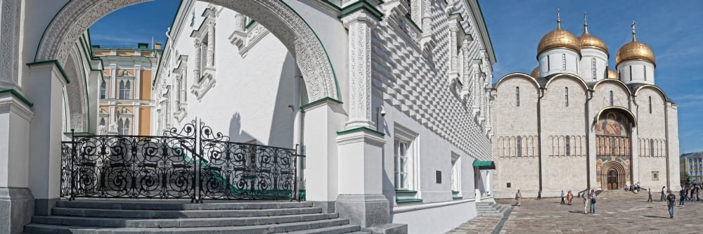 Patriarch Palace and Church of The Twelve Apostles at Moscow Kremlin Moscow Russia Canvas Art - Panoramic Images (27 x 9)