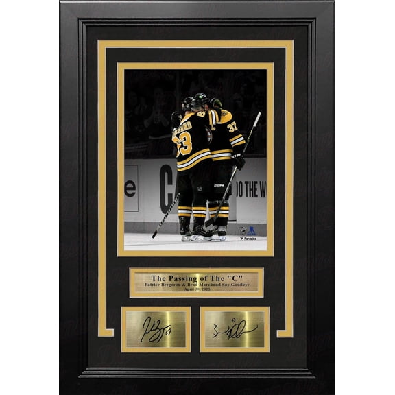 Patrice Bergeron & Brad Marchand Final Game Captain Hug Framed 8"x10" Photo with Engraved Signatures