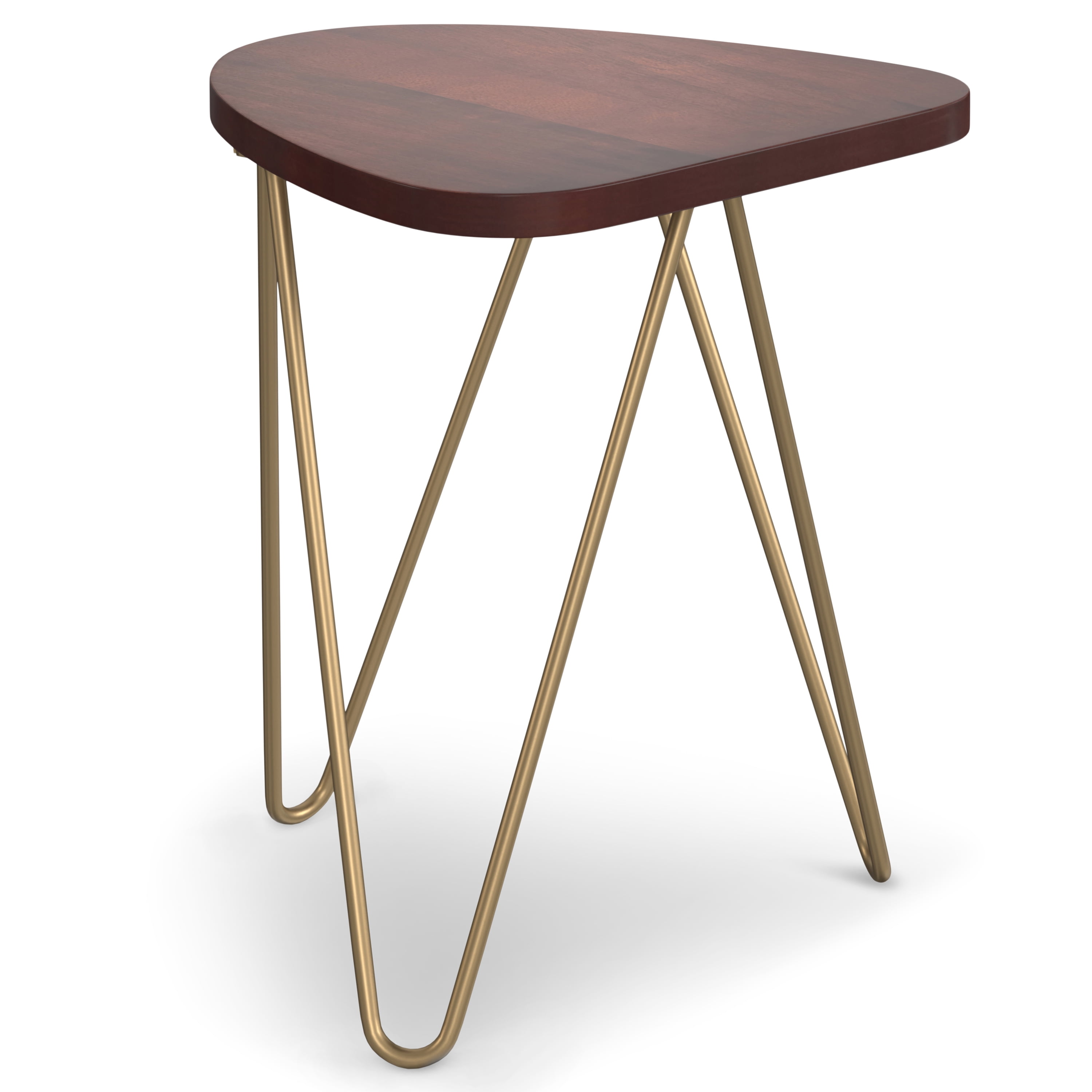 Patrice Dark Brown Mango Wood and Gold Metal Accent Table