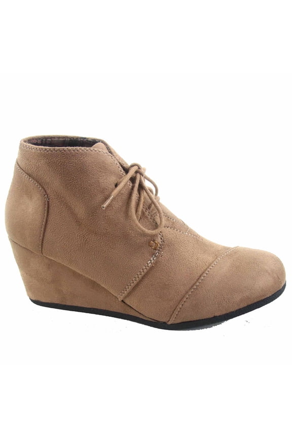 Patricia-1 Women's Casual Oxford Ankle Booties Lace up Low Wedge Shoes