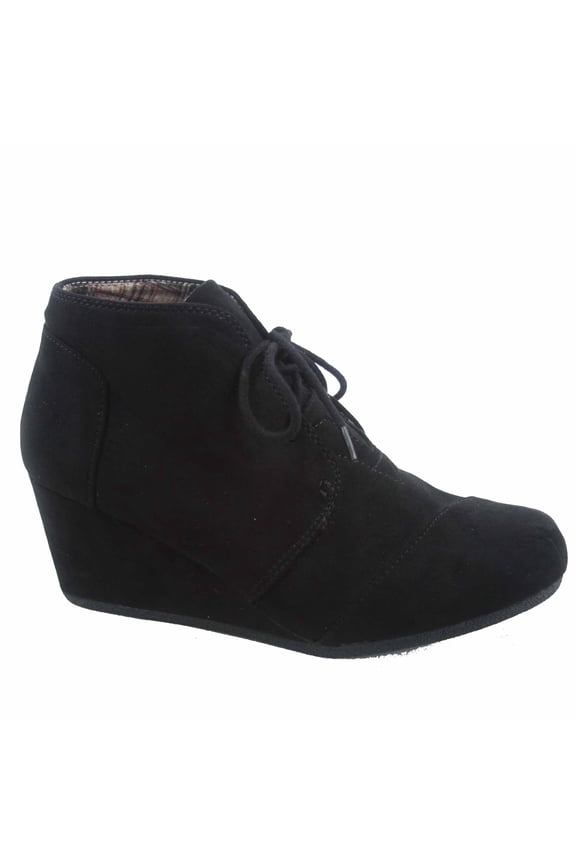 Patricia-1 Women's Casual Oxford Ankle Booties Lace up Low Wedge Shoes