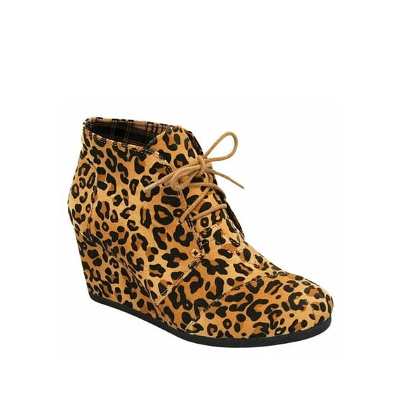 Patricia-1 Women's Casual Oxford Ankle Booties Lace up Low Wedge Shoes