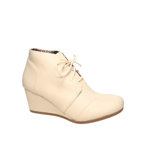 Patricia-1 Women's Casual Oxford Ankle Booties Lace up Low Wedge Shoes