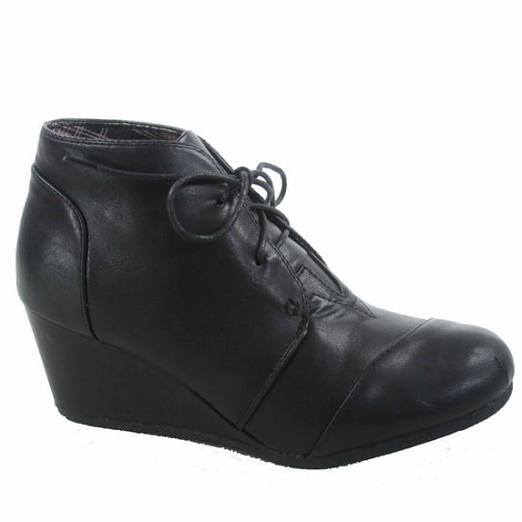 Patricia-1 Women's Casual Oxford Ankle Booties Lace up Low Wedge Shoes