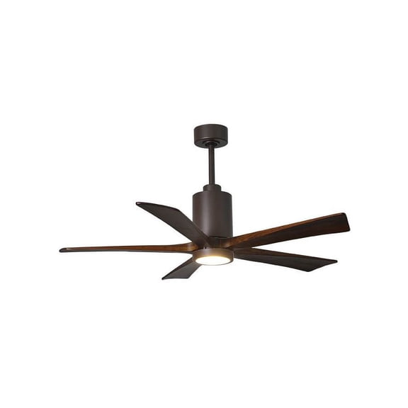 Patricia-5 five-blade ceiling fan in Textured Bronze finish with 52” solid walnut tone blades and dimmable LED light kit&nbsp;