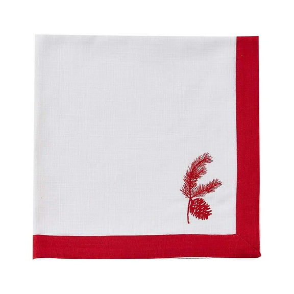 Patricia Heaton Home Cranberry Embroidered Pinecone Napkin Set of 4