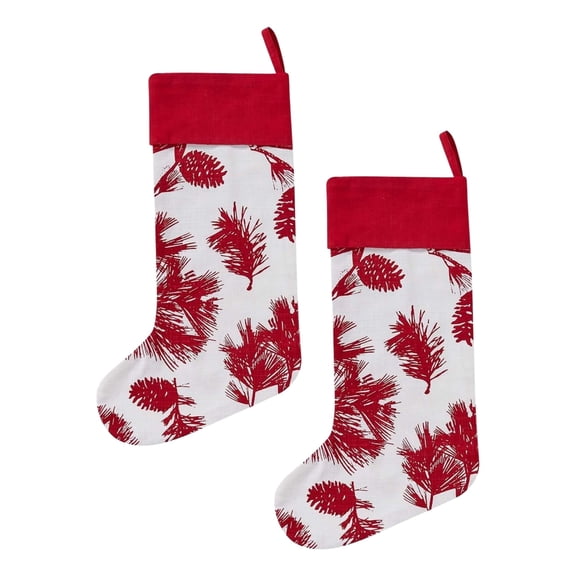 Patricia Heaton Home Cranberry Pinecone Stocking Set of 2