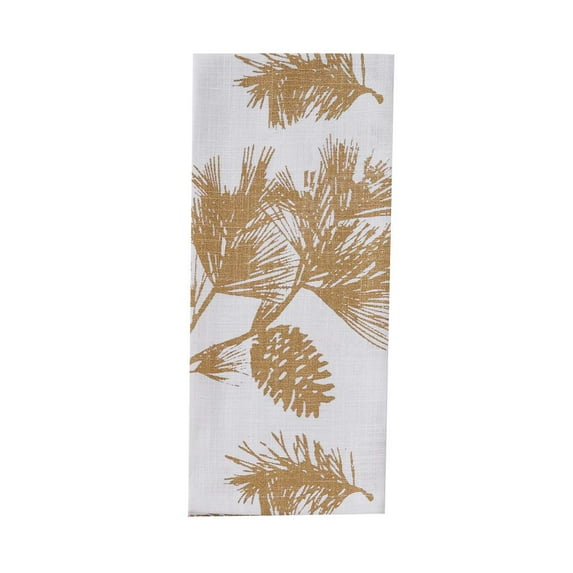 Patricia Heaton Home Gold Bordered Pinecone Dishtowel Set of 2