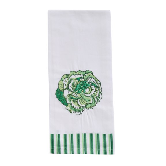 Patricia Heaton Home Green Flower Embroidered Dishtowel Set of 2