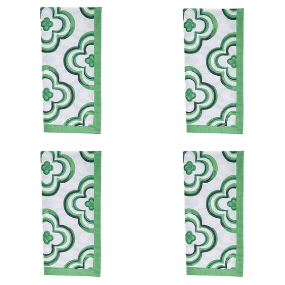 Patricia Heaton Home Green Geo Printed Napkin Set of 4