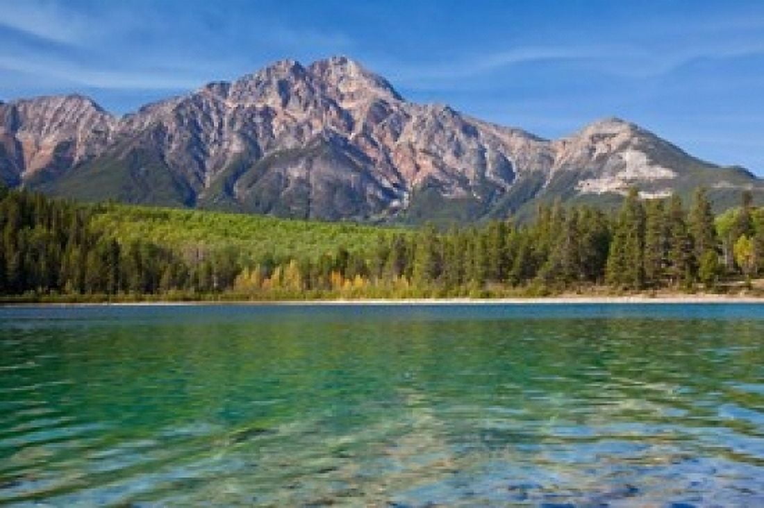 Patricia Lake and Pyramid Mountain Jasper NP Alberta Canada Canvas Art - Jaynes Gallery DanitaDelimont (36 x 24)