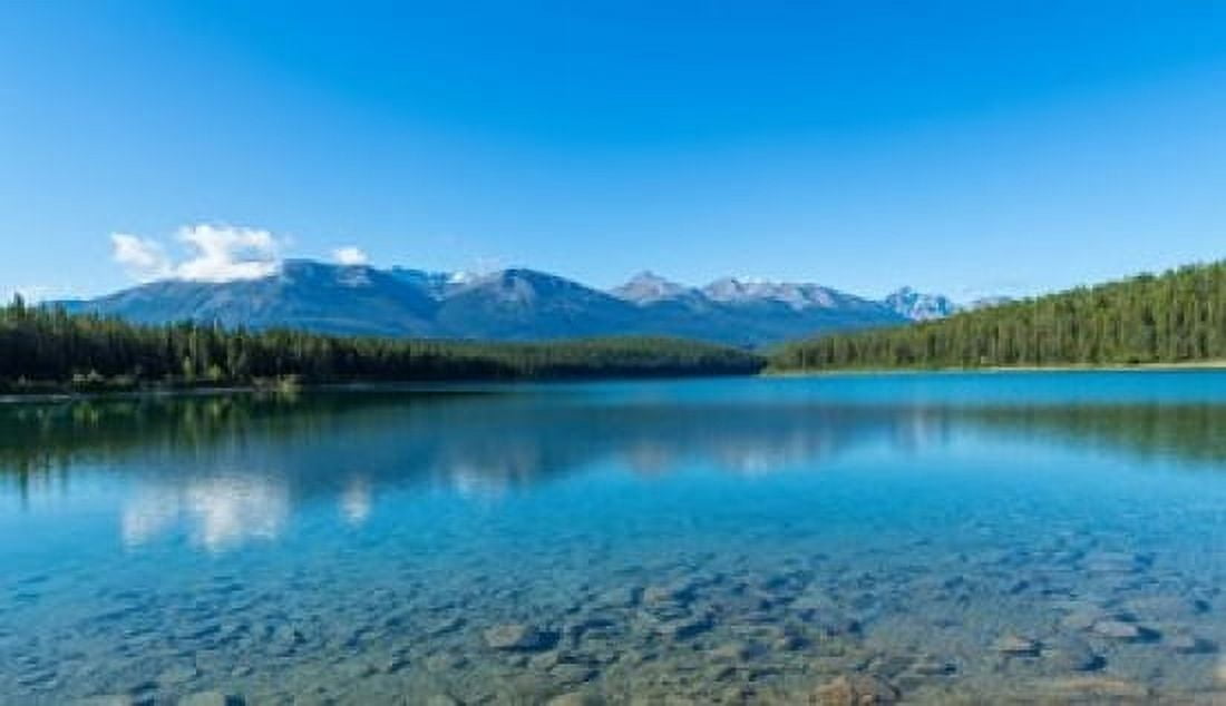 Patricia Lake with mountains in the background Jasper National Park Alberta Canada Canvas Art - Panoramic Images (36 x 21)