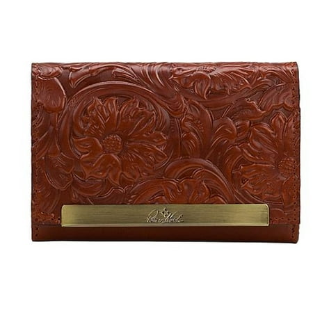 Patricia Nash CAMETTI Leather Trifold RFID Wallet ~ TAN Tooled