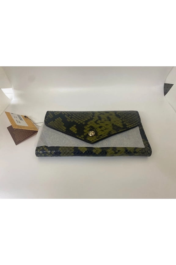 Patricia Nash Cori Leather Envelope Wallet-Olive Python-NWT