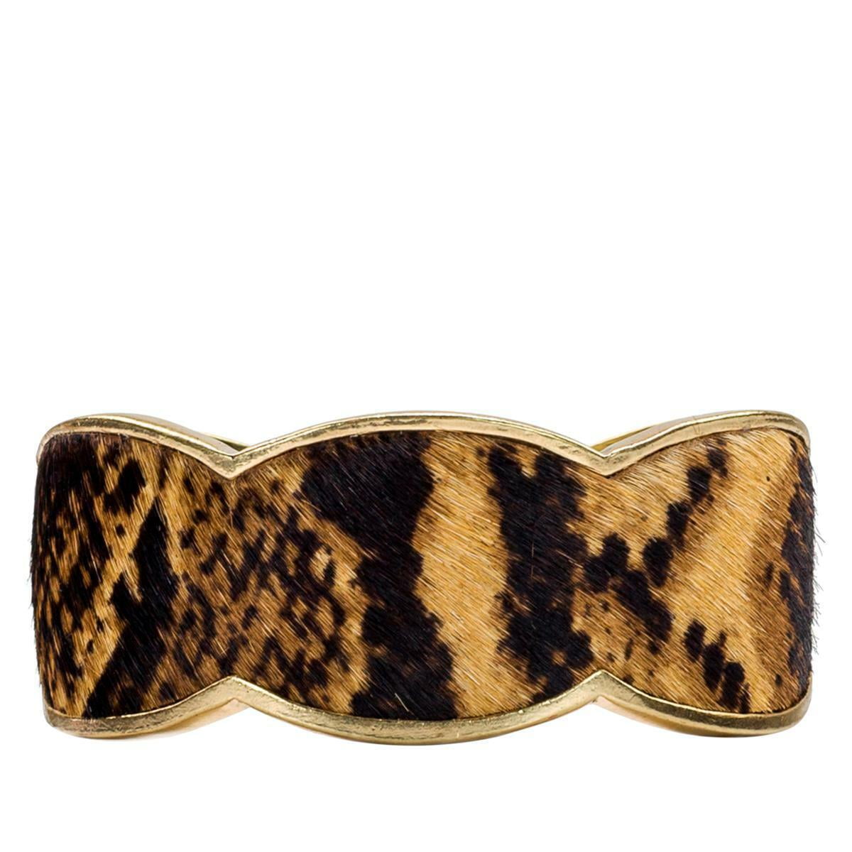AP FINDINGS Patricia Nash Elisabetta Leopard Color Leather Inset Cuff Bracelet, 7 1/2" (3638