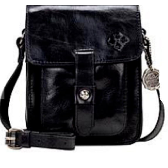 Patricia Nash LARI Leather Flap Crossbody Bag ~ Black MSRP $199