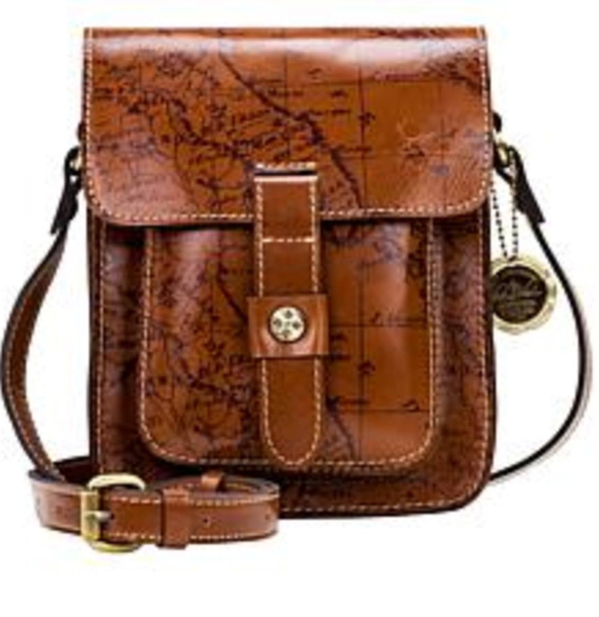 Patricia Nash LARI Leather Flap Crossbody Bag Map Print MSRP 199