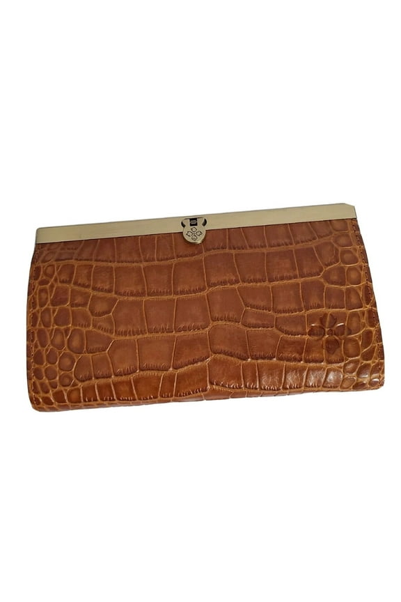 Leather CAUCHY Bi-Fold CROCO Organizer Wallet RFID ~ British Tan