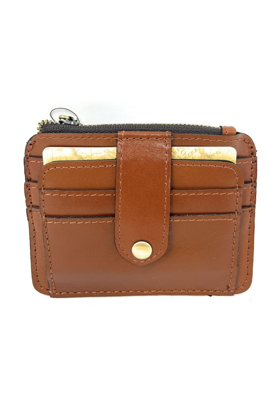Leather Cassis ID Card Case Wallet, Tan