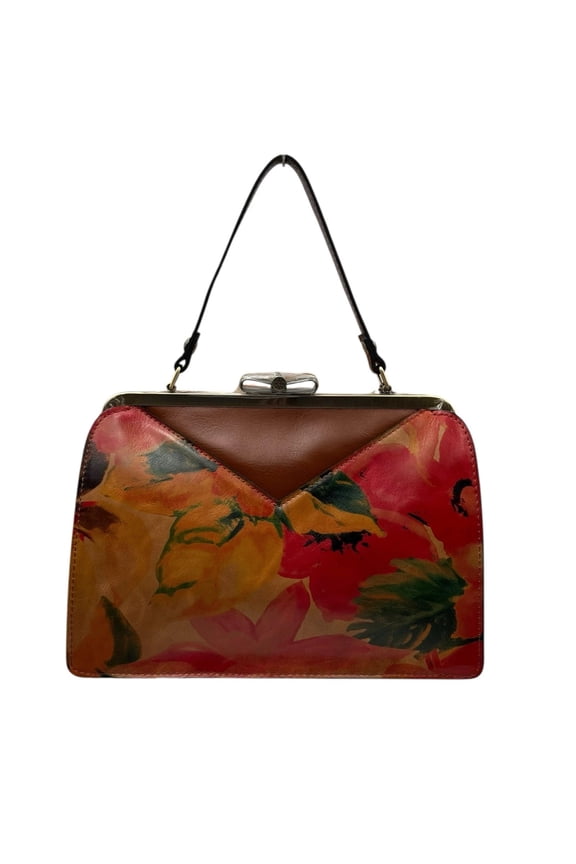 Leather Trikomo Frame Shoulder Bag With Chain Strap Spring Floral