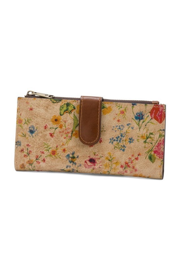 Nazari Leather Wallet Prairie Rose RFID Floral Continental