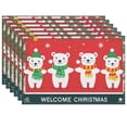 thumbnail image 1 of Heat-Resistant Christmas Decoration Placemats Polar Bear Cartoon Style Christmas Hat Doormats 6pcs/Pack 17.7"x13" Washable Fade-Resistant Christmas Decor for Home, 1 of 5
